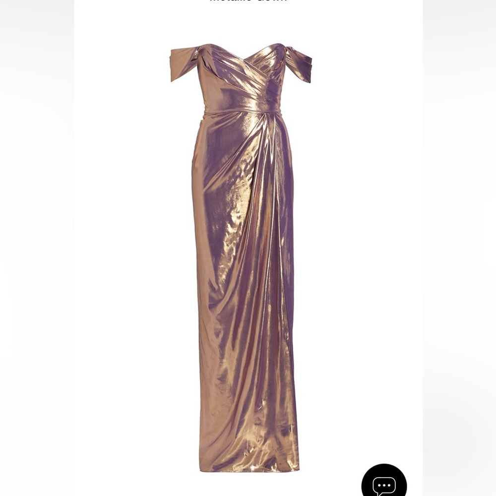 Marchesa Notte Gold Lame Gown